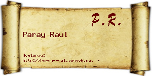 Paray Raul névjegykártya